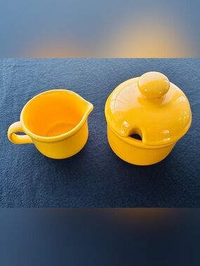Vintage Waechtersbach Spain Ceramic Cream and Sugar Set – Vibrant Yellow